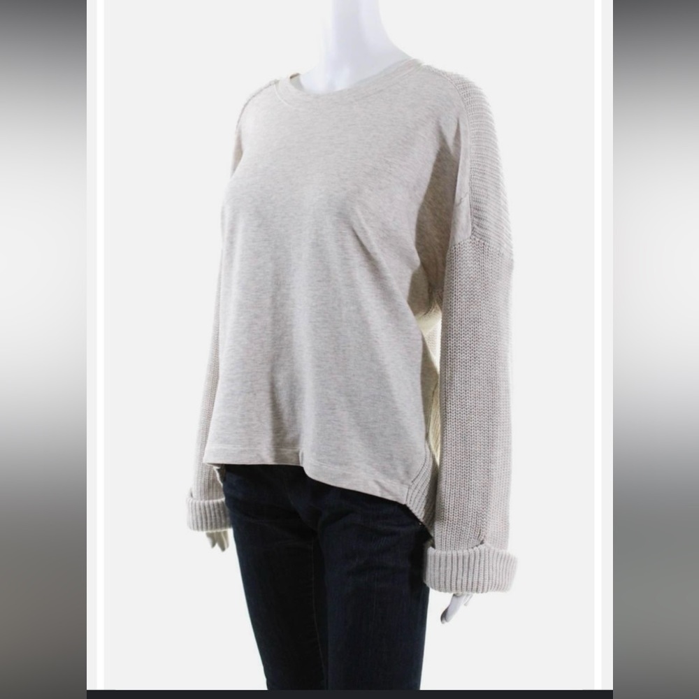 Splendid 🔥 Oversized Sweater With Fleece Crew Neck Gray Sz S
